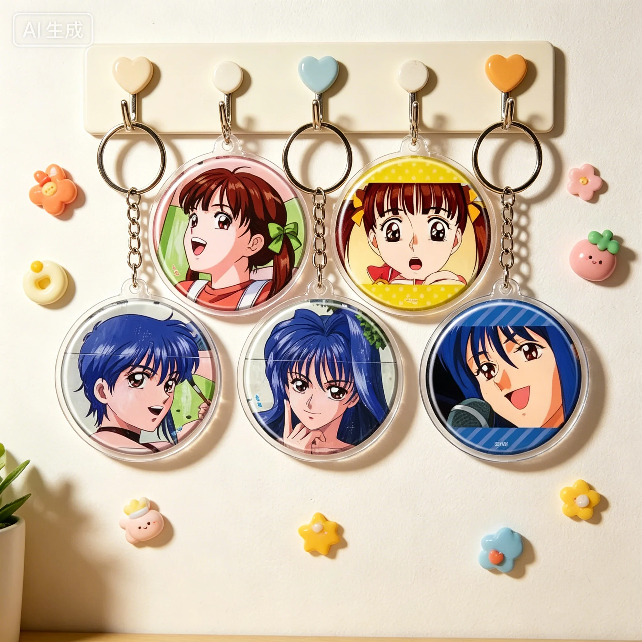 Llaveros colgantes de acrílico con diseño circular de Anime Fancy Lala Miho Shinohara, decoraciones para bolsos, regalos para fans de personajes de dibujos animados