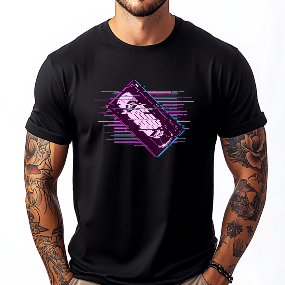 

Pixelated Video Cassette Vaporwave Hiphop Streetwear Tops Graphic Tee Shirt Breathable New In Tops & Tees Classic