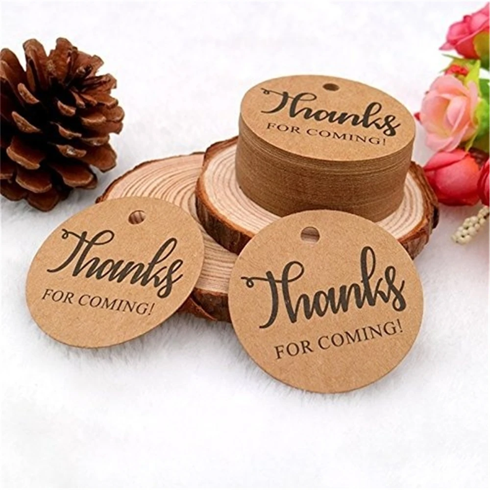 100-300 قطعة شكرا على العلامات القادمة الرجعية كرافت ورقة الحب الأحمر العلامات لحفل الزفاف متجر صغير التعبئة والتغليف الديكور العلامات