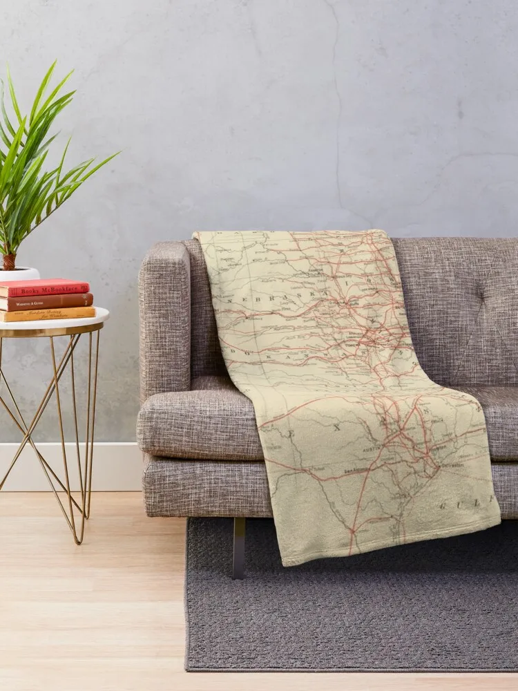 Old United States Railroad Map (1884) Vintage US Railway Atlas Throw Blanket Flannel anime Baby Blankets