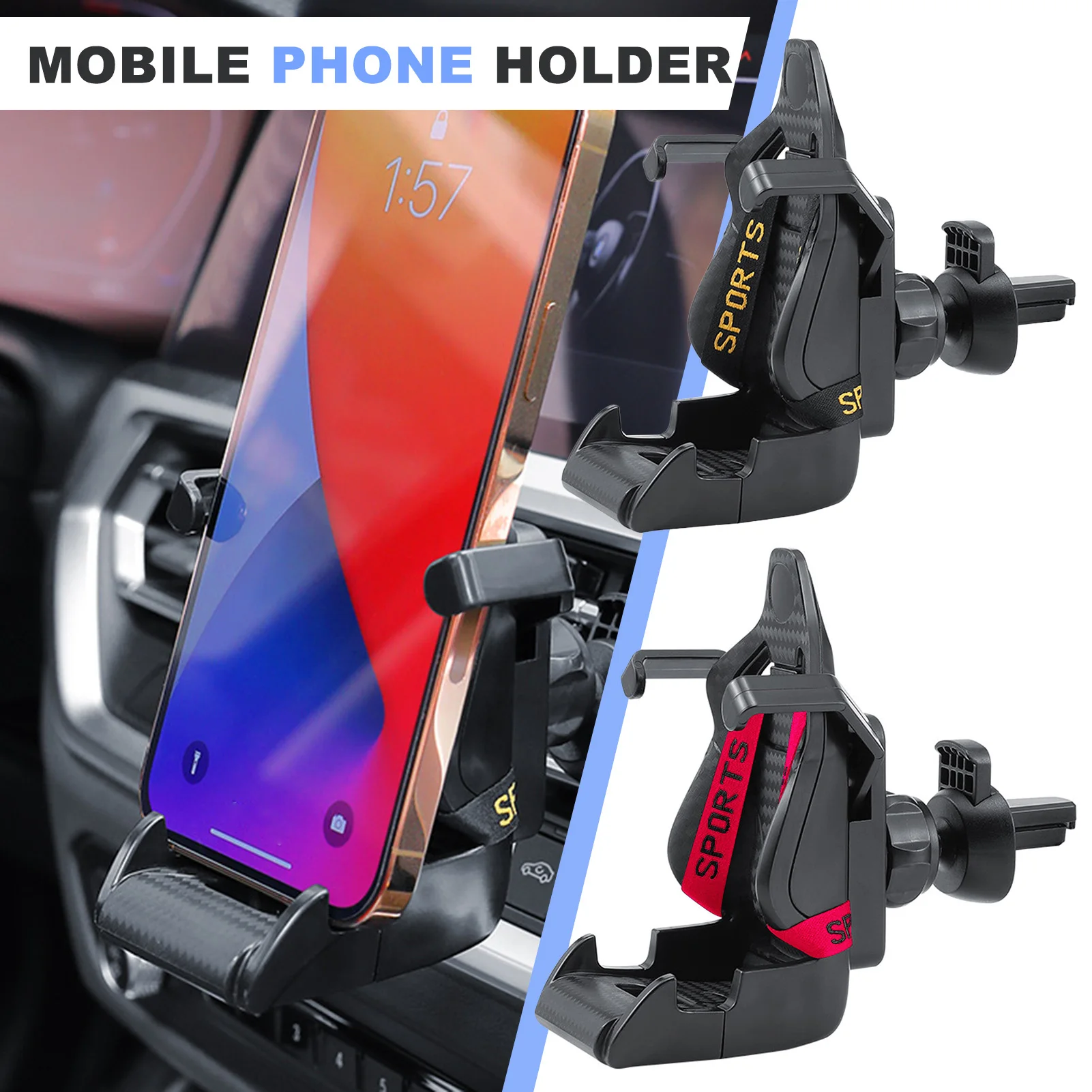 

Cool Style Racing Seats Phone Holder For Car Airs Outlet Shockproof Car Phone Holder For Trucks SUV