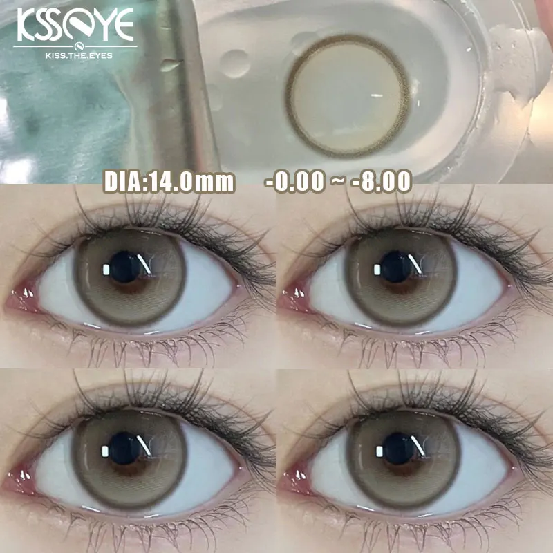 KSSEYE 2Pcs Korea Colored Contact Lenses Diameter 14.5mm Prescription Myopia Degree-0.00to-8.00Makeup Soft Lens Eye Beauty Pupil