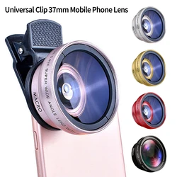 2 In1 Super Wide-Angle 0.45x49uv Universal Clip 37mm Macro HD Lens Professional Magnifying Camera Glass For iPhone Huawei Xiaomi