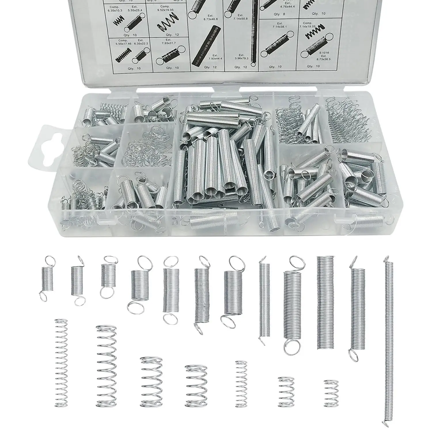 200 قطعة من نوابض الضغط والتوتر المصنوعة من الفولاذ المقاوم للصدأ - 20 مقاسًا متنوعًا للإصلاحات/المشروعات الميكانيكية/الحرف اليدوية #1