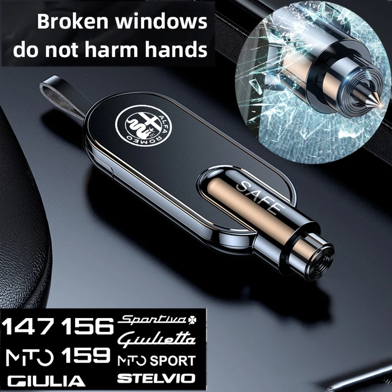 Car Emergency Hammer Windows Breaker Safety Belt Cutter Tool for Alfa Romeo 156 159 Giulietta MITO 147 GIULIA Sportiva STELVIO