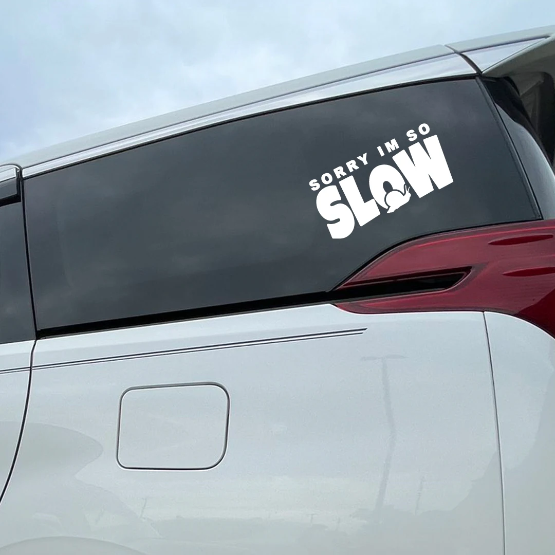Picture 5: Sorry, I'm too slow. Snail crawling warning original car sticker JDM rear windshield triangle window glass sticker
