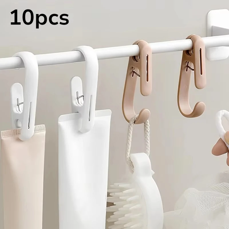 10pcs Multi-Purpose Hanging Clips Hooks Portable Plastic Clamps for Home Kitchen Bathroom Towel Curtain Storage Supplies image 2