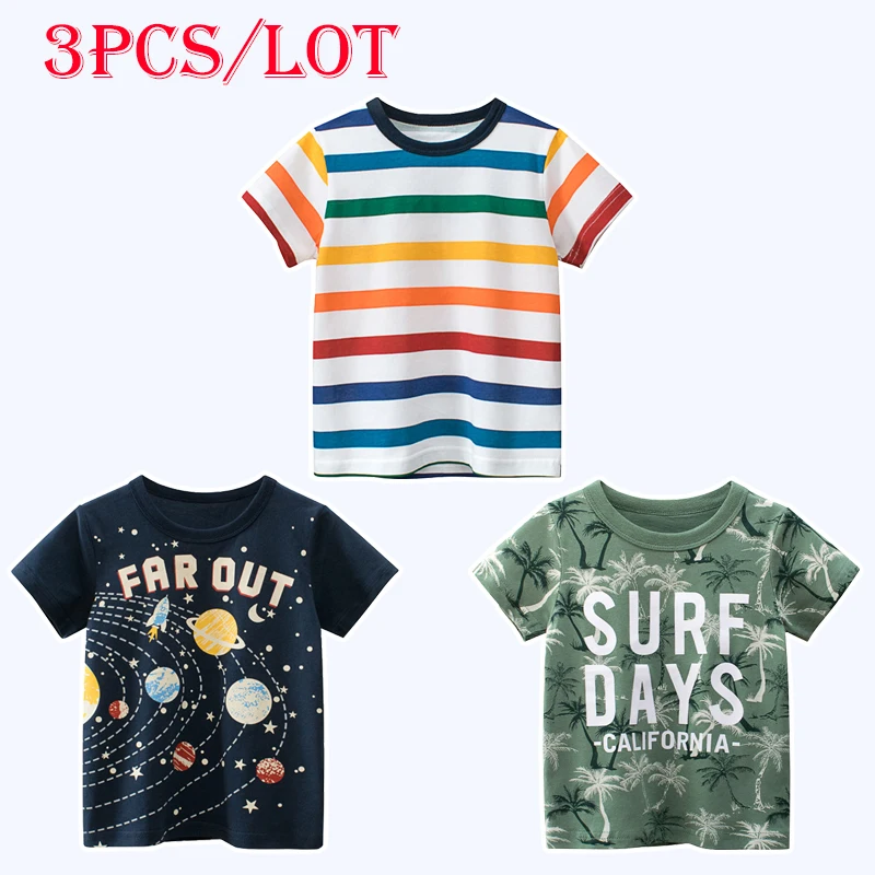 

LJMOFA 2/3pcs Children's Clothing T-Shirt Kids Clothes Boys Girls Summer Cartoon Tops Short Sleeve Clothes Baby Clothing 아기 반팔티