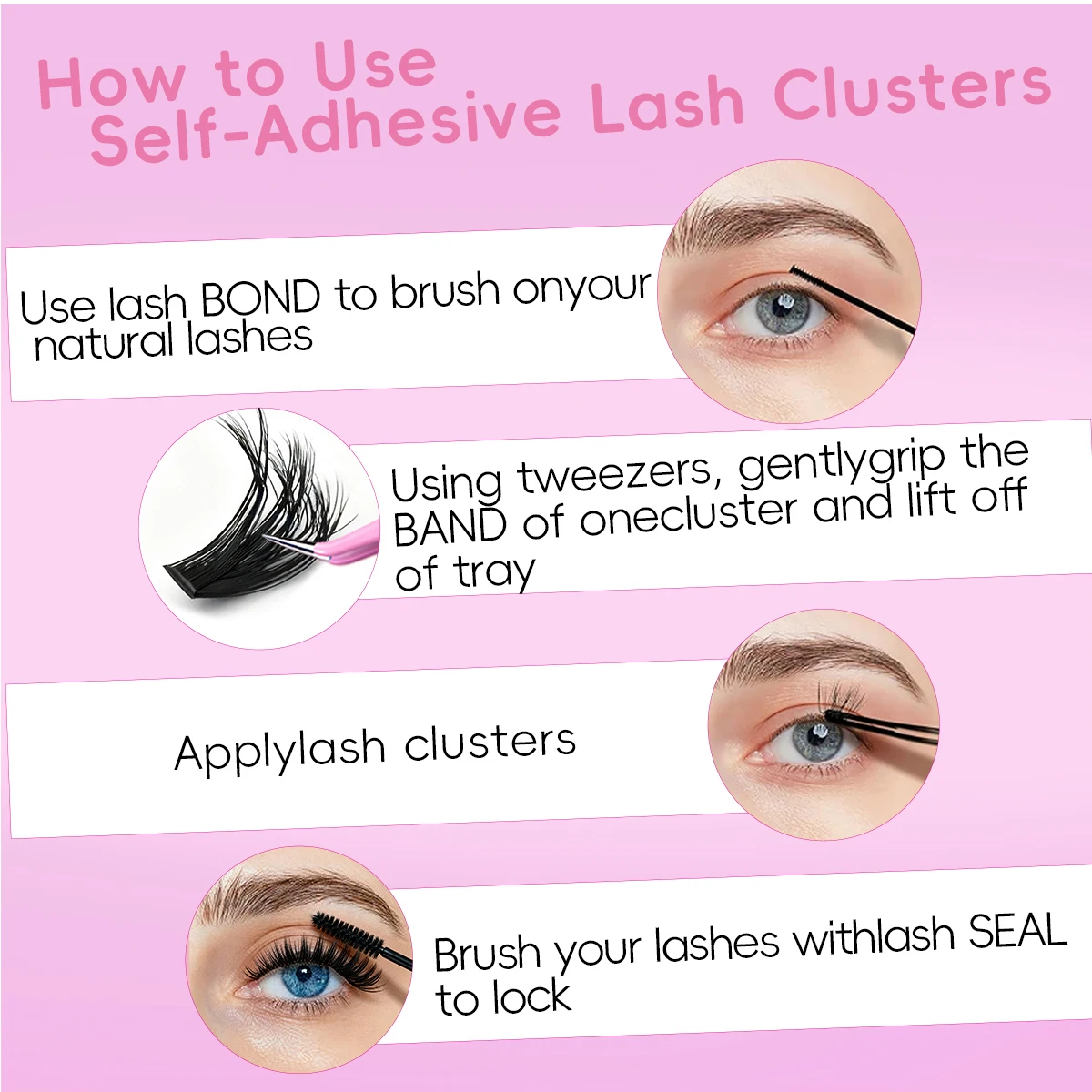 10 rows of 3D false eyelashes, 200 clusters of natural eyelash extensions, makeup tools for fluffy false eyelashes