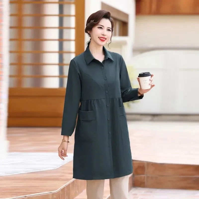 

Windbreaker Women's Autumn 2025 New High-end Mid-length Solid Color British Style Coat Foreign Style Jacket
