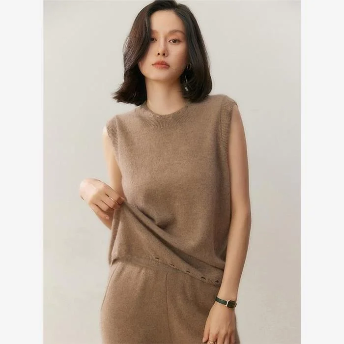 

Осень-зима, женский круглый вязаный жилет Ne Svel Camere, свободный утягивающий универсальный свитер, майка, внутренняя одежда