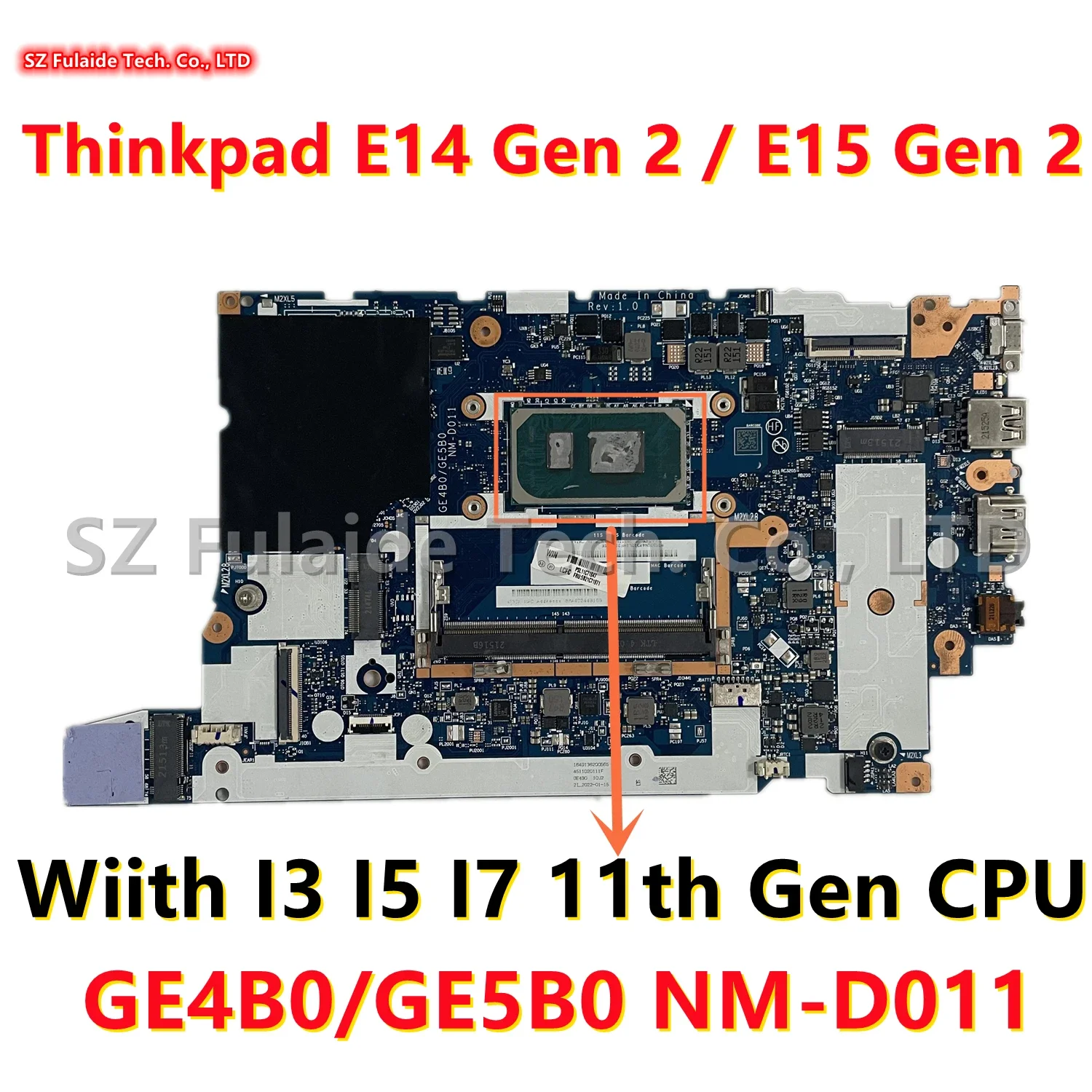 GE4B0/GE5B0 NM-D011 For Lenovo Thinkpad E14 Gen 2 / E15 Gen 2 Laptop Motherboard With I3-1115G4 I5-1135G7 CPU DDR4 B21C71871