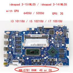 레노버 아이디어패드 노트북 마더보드, CPU 6405U, I3, I5, I7, 4G, 5B21B37164, gs452, gs752, NM-C781, 15IML05, 14IML05, 17IML05