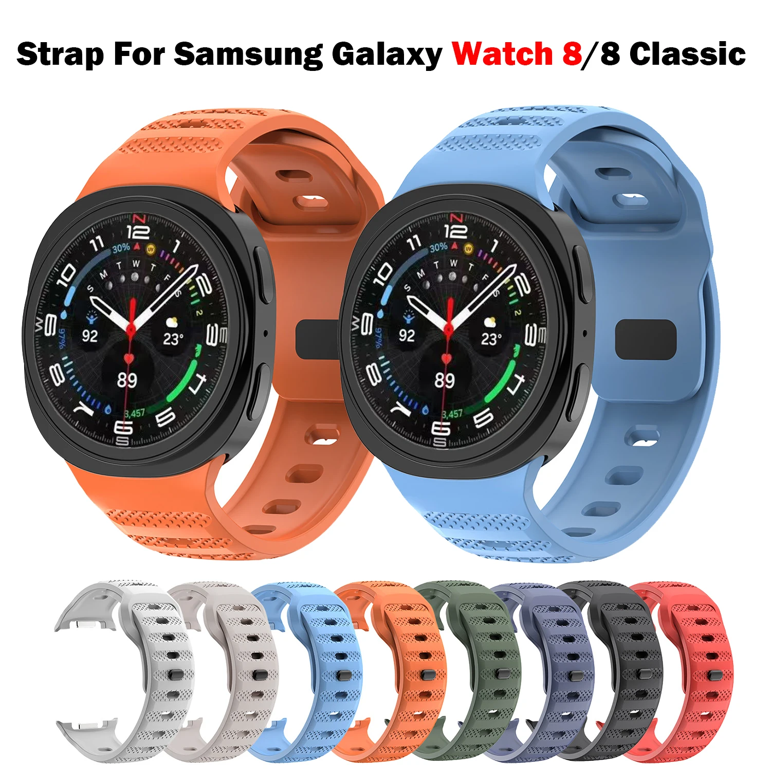 Silikonarmband für Samsung Galaxy Watch 8 40 mm, Armband für Watch 8 44 mm, Sportarmband für Galaxy Watch 8 Classic 46 mm, Zubehör.