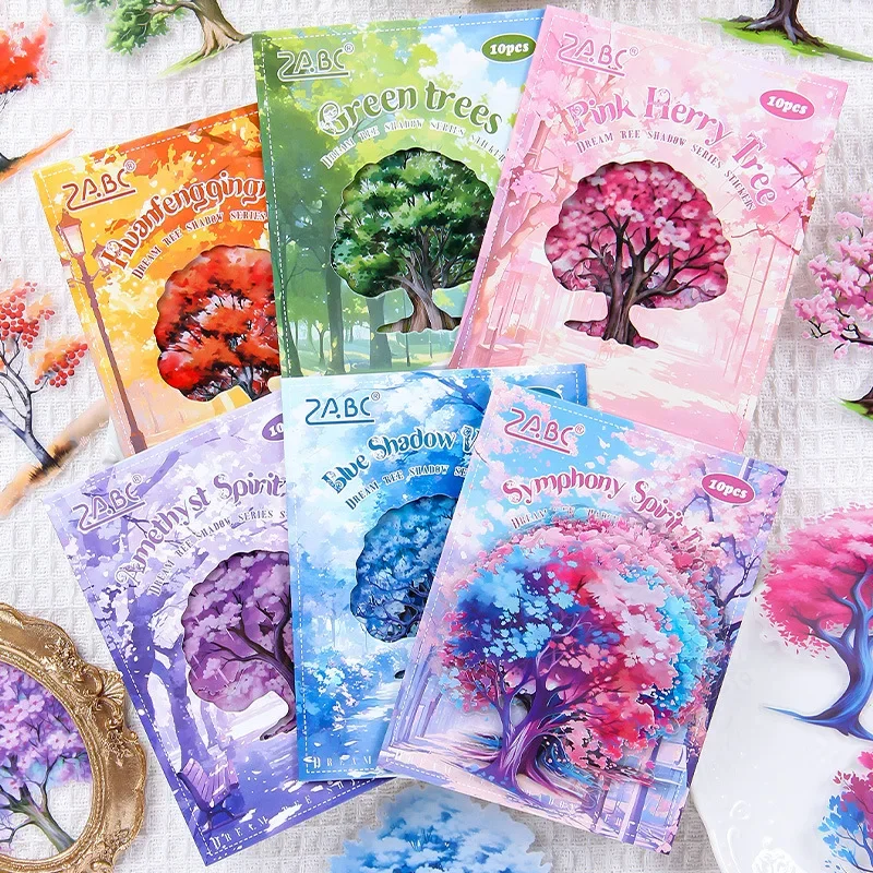 

Mr. Paper, 10pcs/pack, Colorful Tree Themed Stickers, Decorative Scrapbook Collage, Phone Case, Diary, Photo Frame Stickers