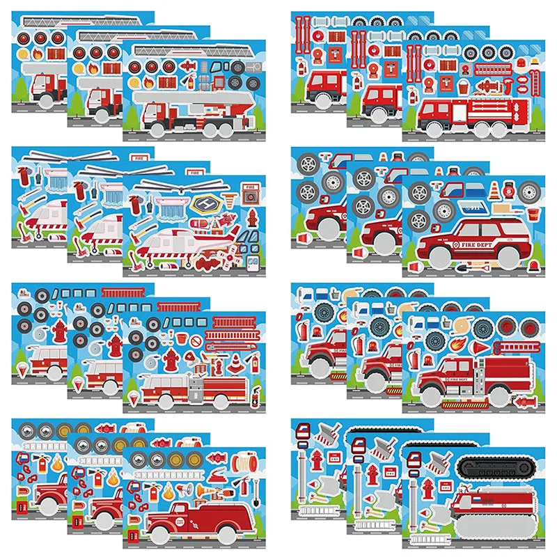 

Креативные наклейки «сделай сам» для детей, бесплатная сборка, сделай свою собственную пожарную машину, головоломки, наклейки, детские школьные образовательные игрушки