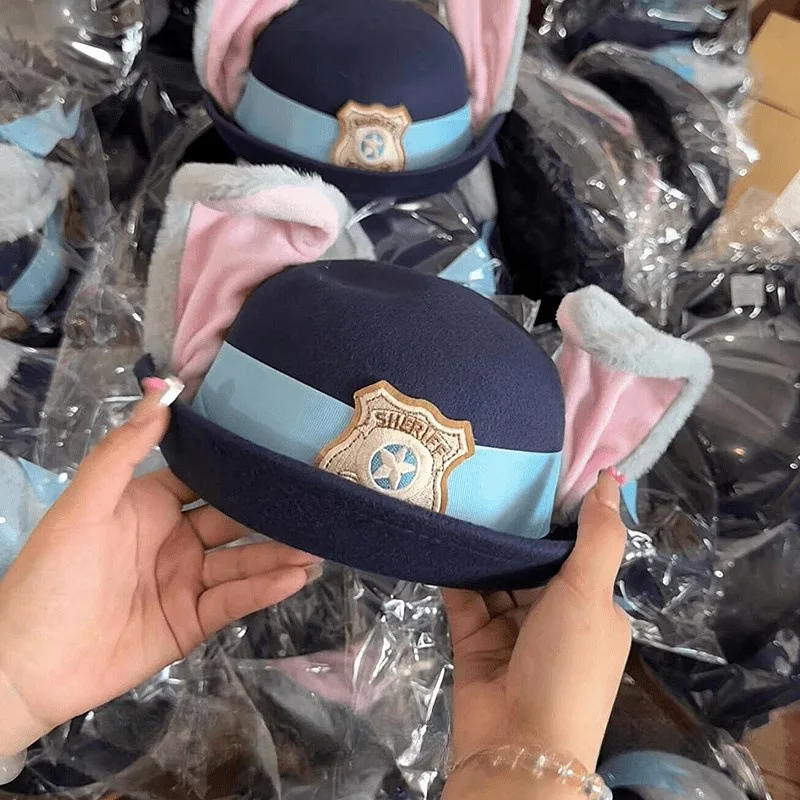 

Fashion Judy Hat Rabbit Bowler Hat Zootopia Police Officer Judy Hat Children'S Adult Cosplay Headband Headwear Hat Cute Gift Hot