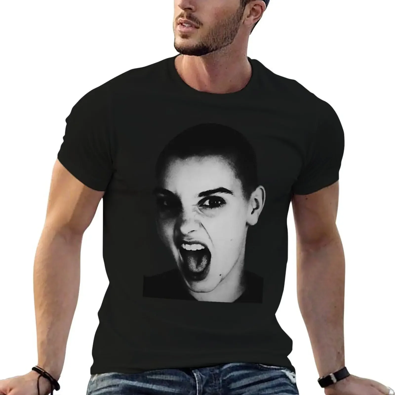 Sinead Screaming T-Shirt kawaii clothes basketball graphic tees baggy shirts Short sleeve tee men