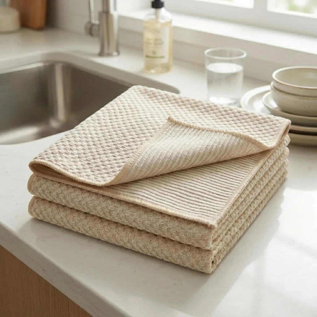 6-Pack Microfiber Kitchen Towels, Strong Water Absorption, Reusable for Both Wet and Dry Use, for Kitchen, Bathroom, Car Glass