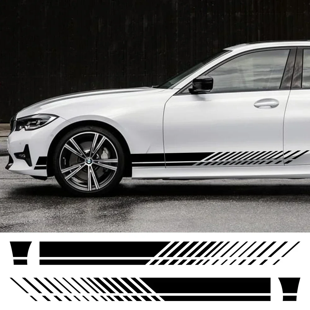 

2PCS Car Door Side PVC Stickers Sports Styling Long Stripes Graphics Vinyl Film Decoration Decals Universal Auto Accessories