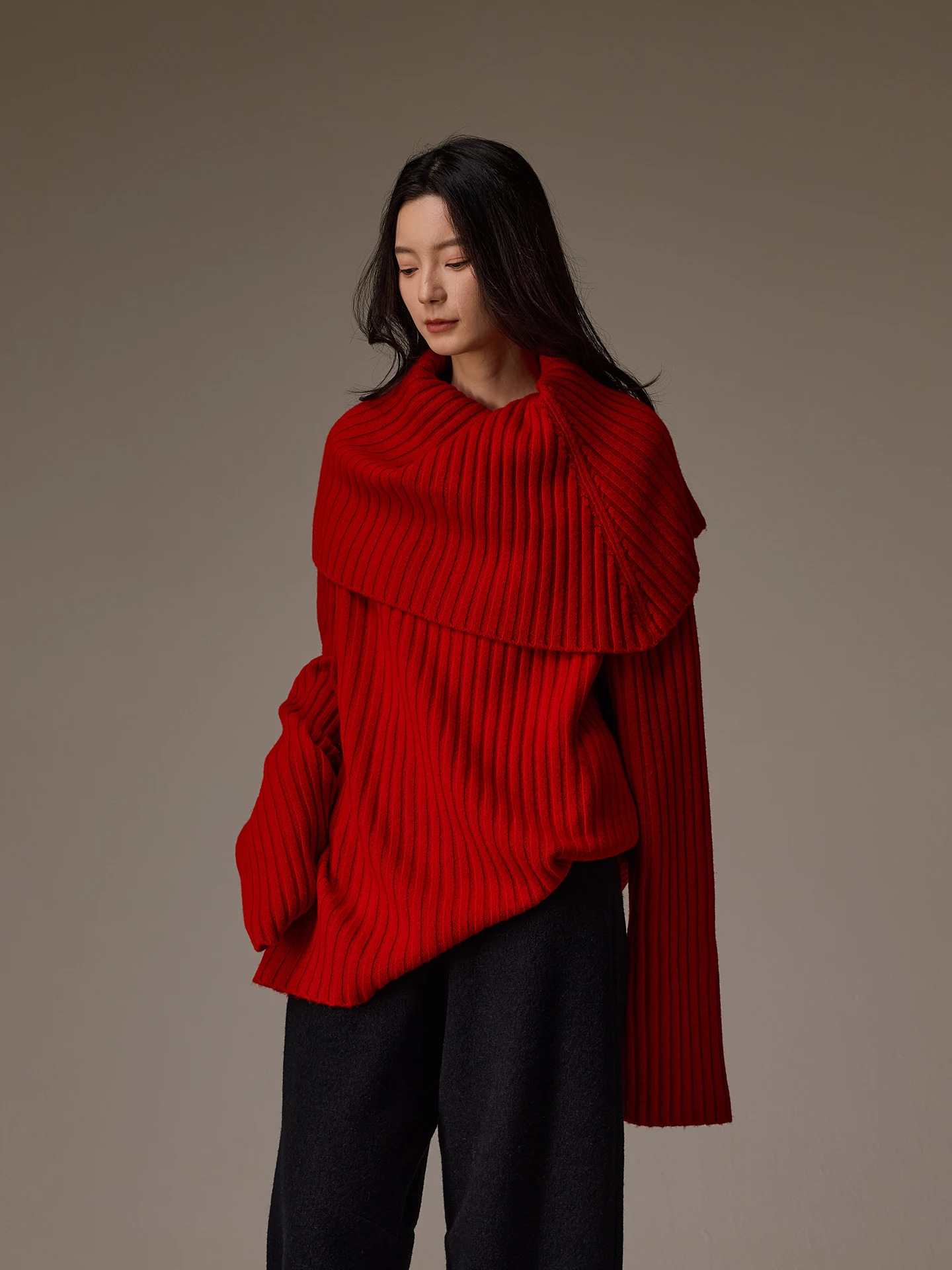 

Loose Knitted Wool Sweater Q2025 Winter New Sle Women's High Collar Striped Top Beautiful Wool 00% Commute Sle Faion