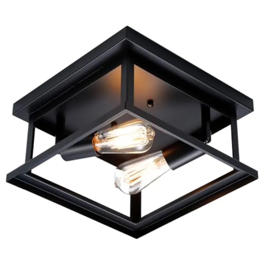 

Black Flush Mount Ceiling Light Fixture Bedroom, Farmhouse Kitchen Lights Ceiling, Outdoor Close to Ceiling Light Fixtures for