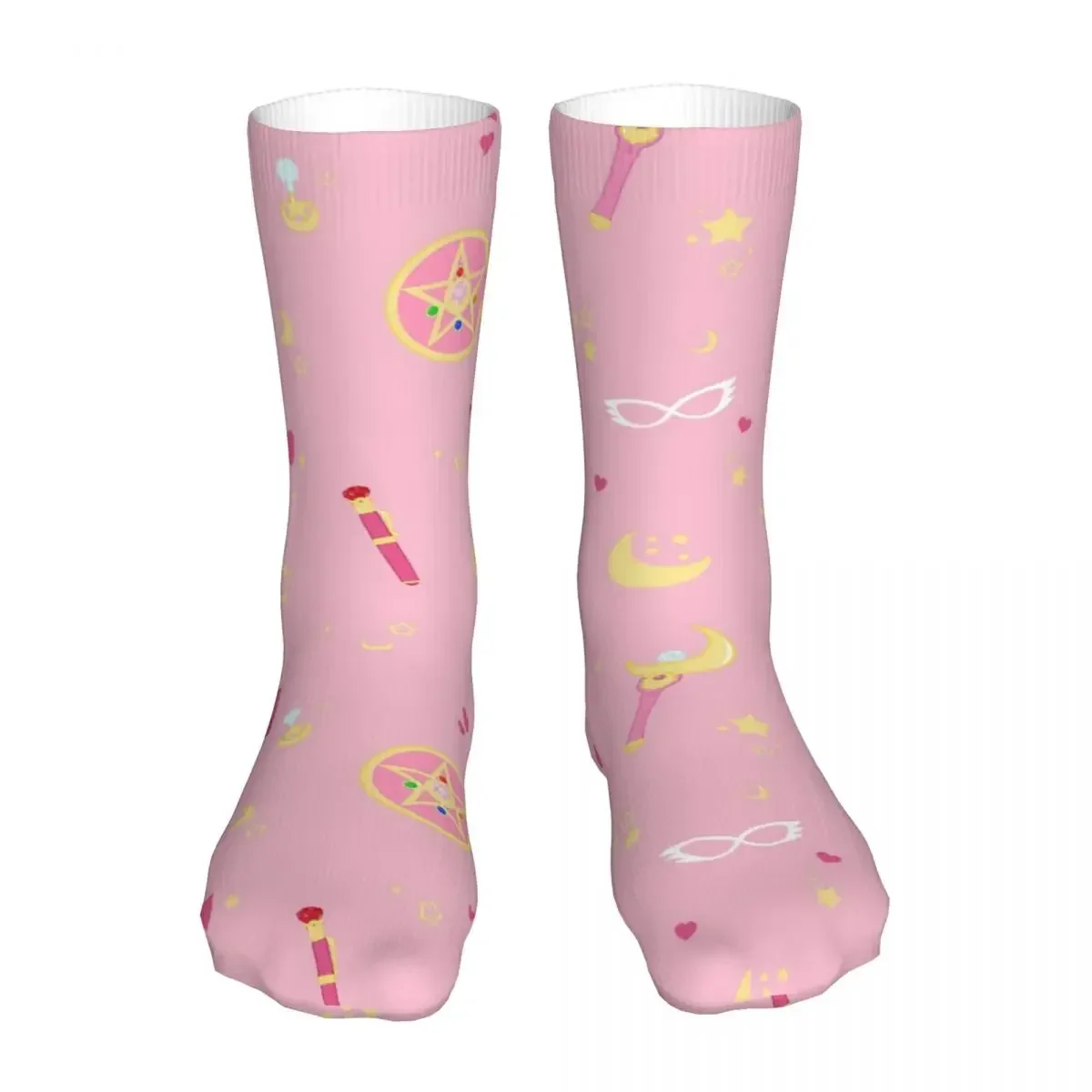 

New Pink Moon And Stars Women Socks 2023 Female Sports