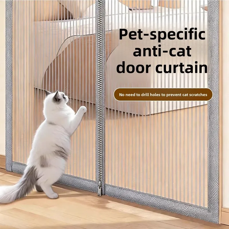 Bedroom anti-cat mesh door curtain Self-installation of zippered screen window Anti-mosquito and rodent barrier
