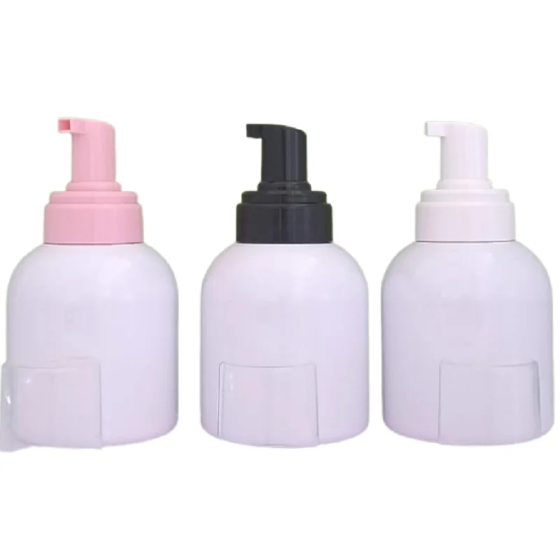 White Plastic Refillable Foaming Bottle 300ML Round Shoulder PET Black White Pink Foam Pump Portable Container Packaging 15Pcs