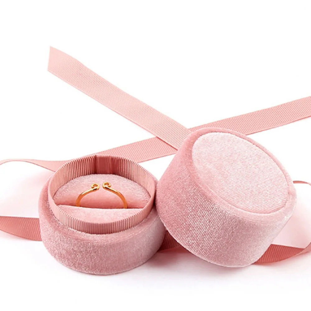 

Sweet Pink Color Wedding Gift Box Engagement Ring Bowknot Jewelry Display Displays Box Jewelry Box Fashion Accessories