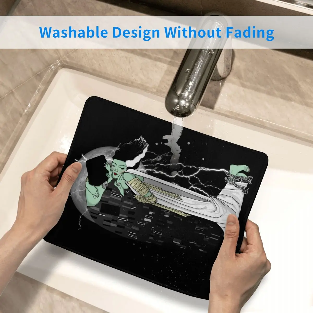 프랑켄슈타인의 신부의 키스 마우스 패드, 사각형 미끄럼 방지 고무 마우스 패드, 게임 사무실 노트북 컴퓨터 PC 데스크 매트