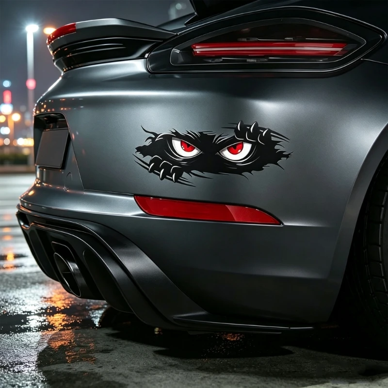 Car Body Angry Eyes Decal Set for Custom Adhesive Black Die Cut Sticker Pieces for Cars and Bikes, Bold Look Auto H9EE