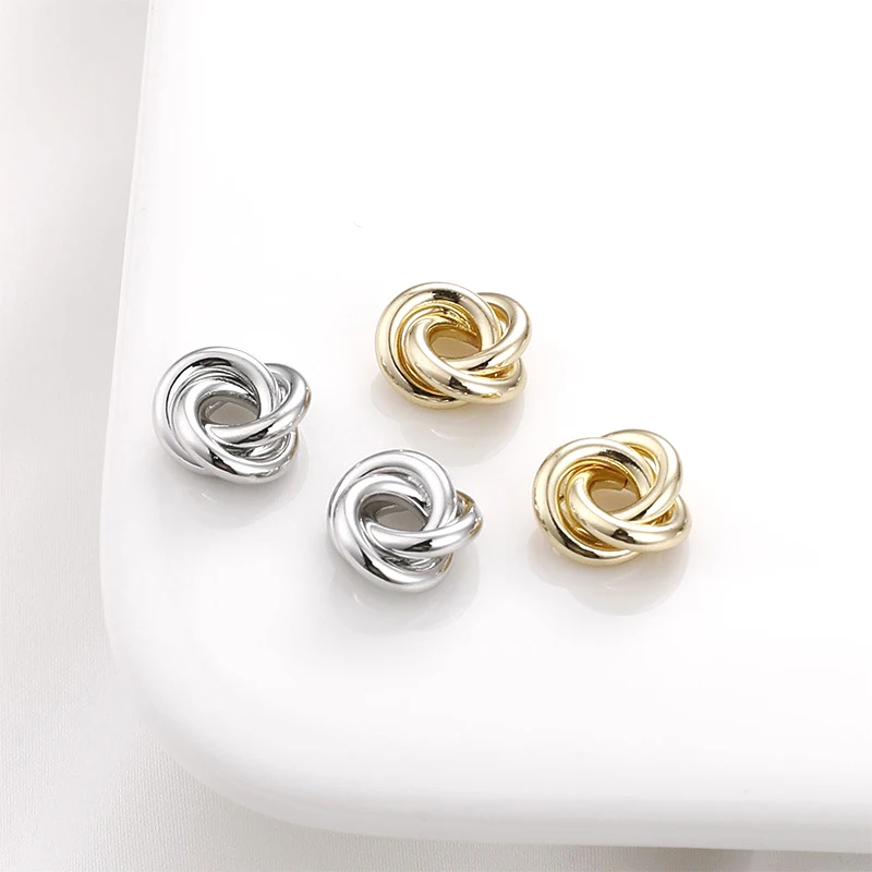 3pcs 12mm copper clad 14K Gold twisted shape triad flower beads DIY hand made jewelry beads beads accessories materials