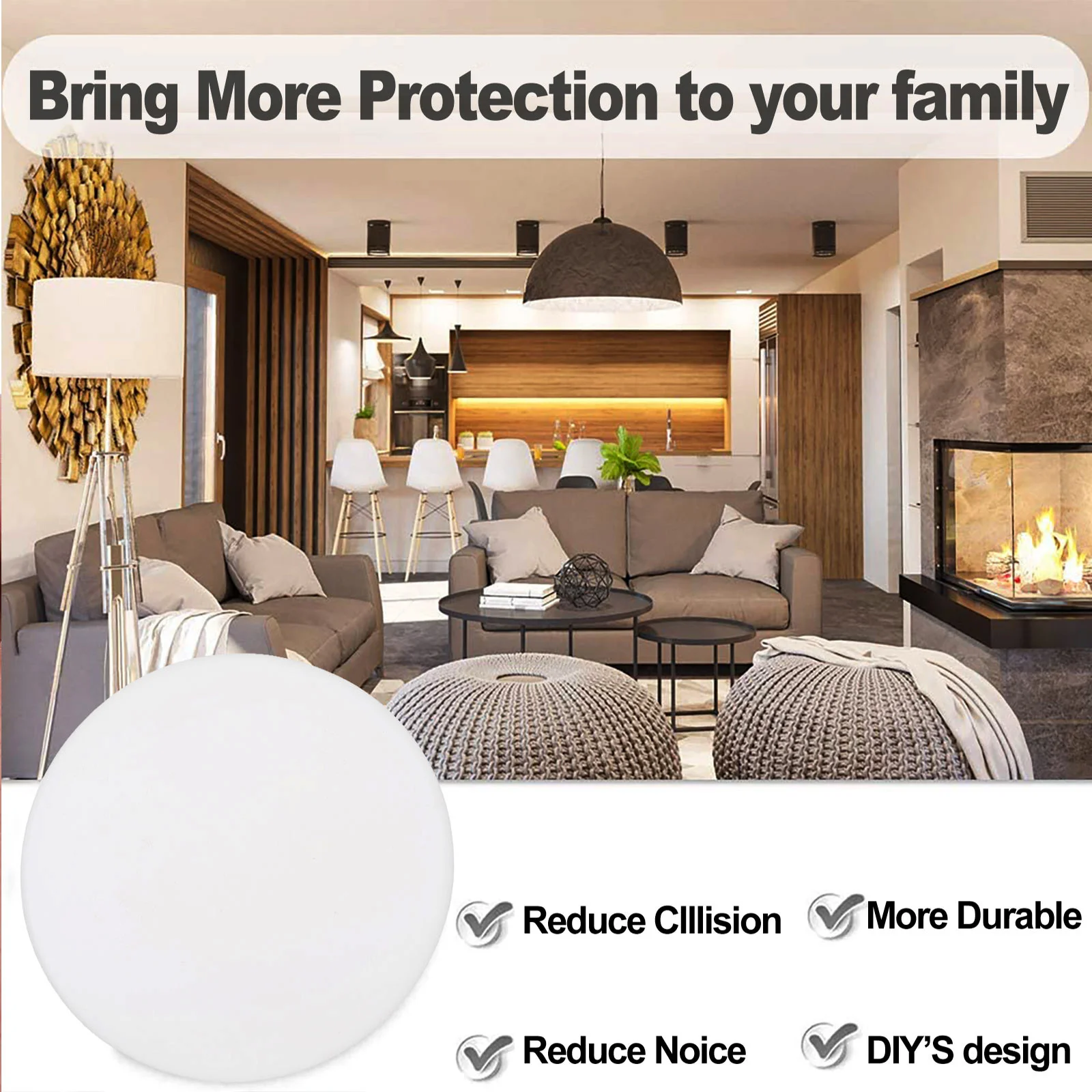 

4pcs Silicone Door Stopper Self Adhesive Wall Protector For Cabinet Bumper Noise Reduction Thick Round Head Impact Absorption