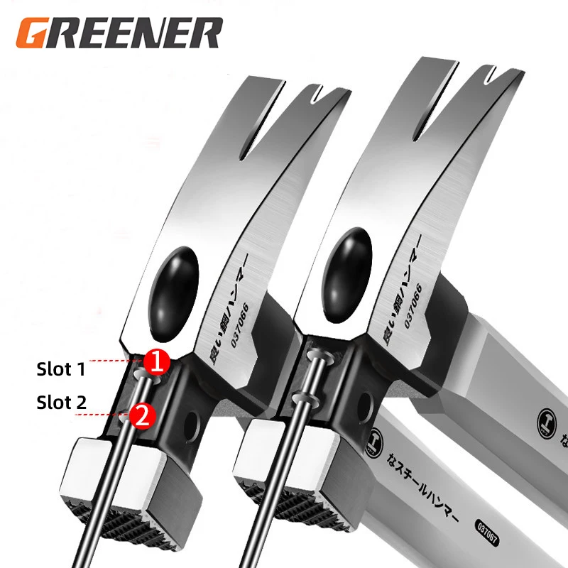 GREENER Magnetic Claw Hammer High Carbon Steel Shockproof Anti Slip Double Nail Groove For Woodworking Home Car Emergency Tool