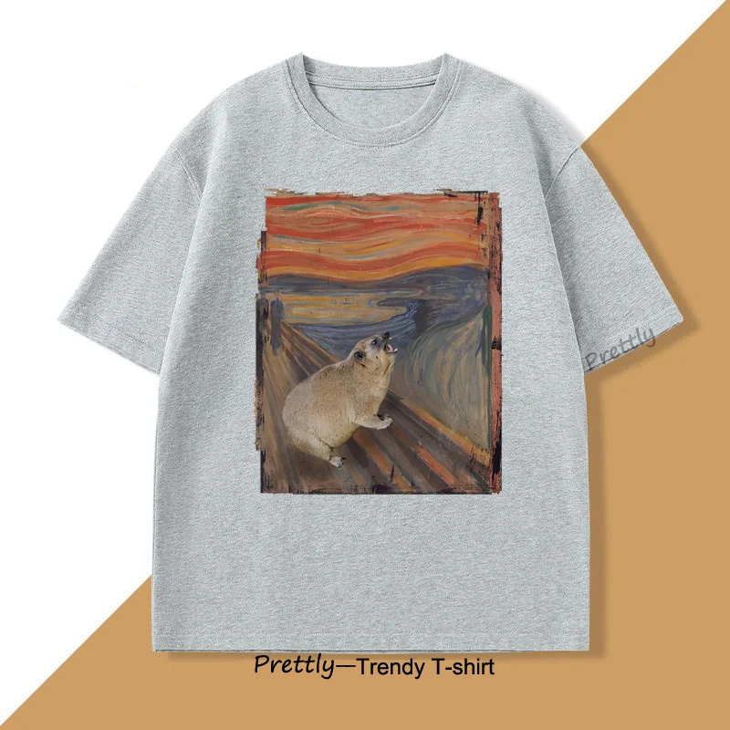 Hyrax الصراخ محاكاة ساخرة ميمي تي شيرت للرجال النساء خمر القطن قصير الأكمام الجولة الرقبة تي شيرت فضفاض ملابس Mne عادية