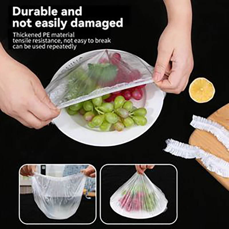 50/100Pcs Disposable Food Cover Plastic Wrap Elastic Food Lids Bowls Caps Storage Kitchen Food Fresh Keeping Saver Bag