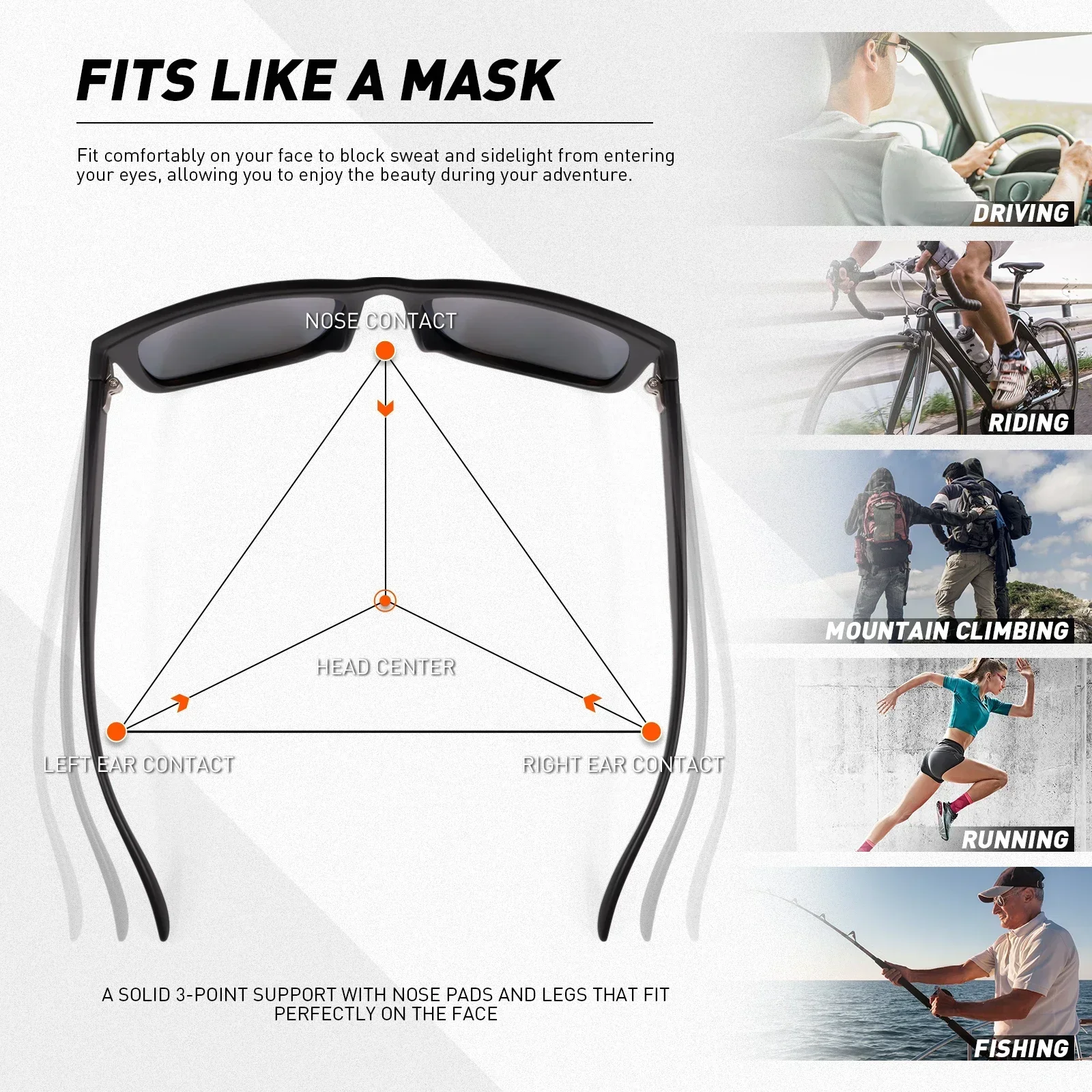 Kapvoe الساخن الاستقطاب الصيد النظارات الشمسية الرجال الفاخرة ريترو رجل نظارات للقيادة الدراجات جولف النساء دراجة نظارات التزلج