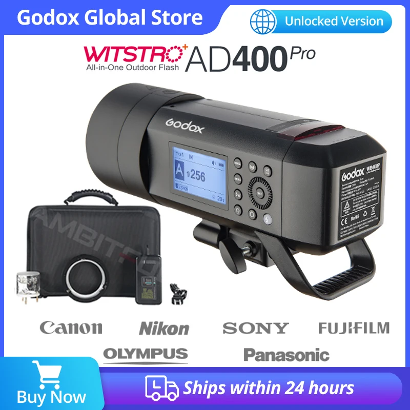 

Godox 400W AD400 Pro WITSTRO All-in-One Outdoor Flash AD400Pro Li-on Battery TTL HSS with Built-in 2.4G Wireless X System