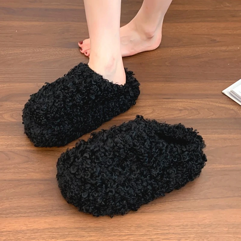 

Fur Women Slippers Flats Platform Mules Shoes Casual Sport Sandals Fashion 2025 Winter New Woman Flip Flops Slingback Slides
