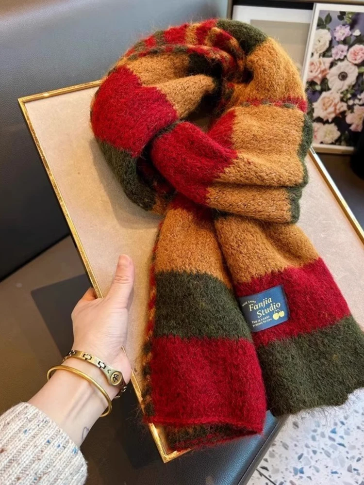 Echarpe-en-laine-pour-femme-azmuou-design-a-carreaux-automne-hiver-2025-thiened-camere-awl-chaude-cadeau-petit-foulard-d'epaule