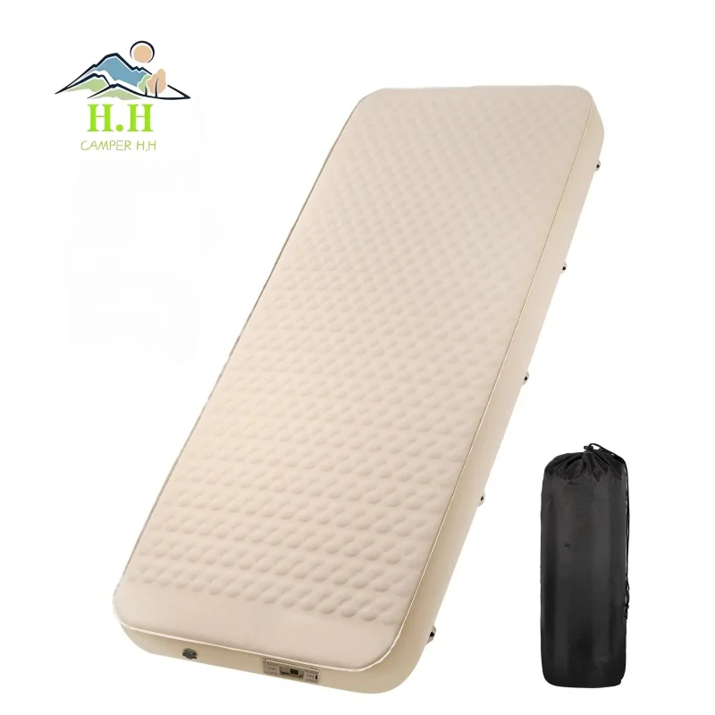 

Single Self Inflating Foldable Lightweight Sleeping Pad with Electric Pump 4" Extra-Thick Elastic Fabric Camping Mattress