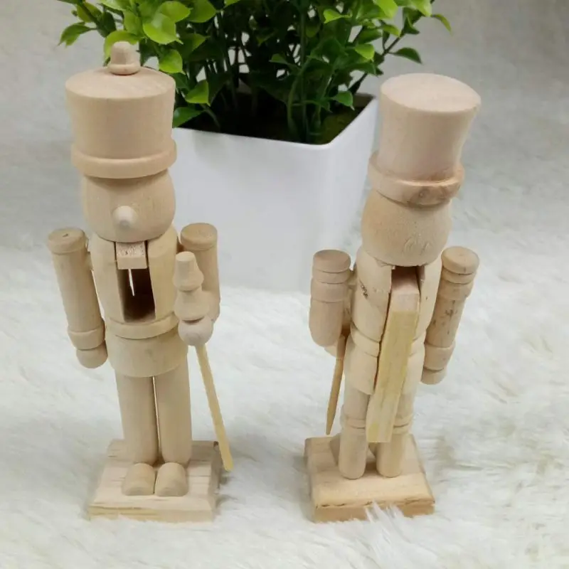 6Pcs/set Wooden White Embryo Nutcracker Doll Soldier Miniature Figurines Handcraft DIY Puppet Ornaments Home Decor Toy