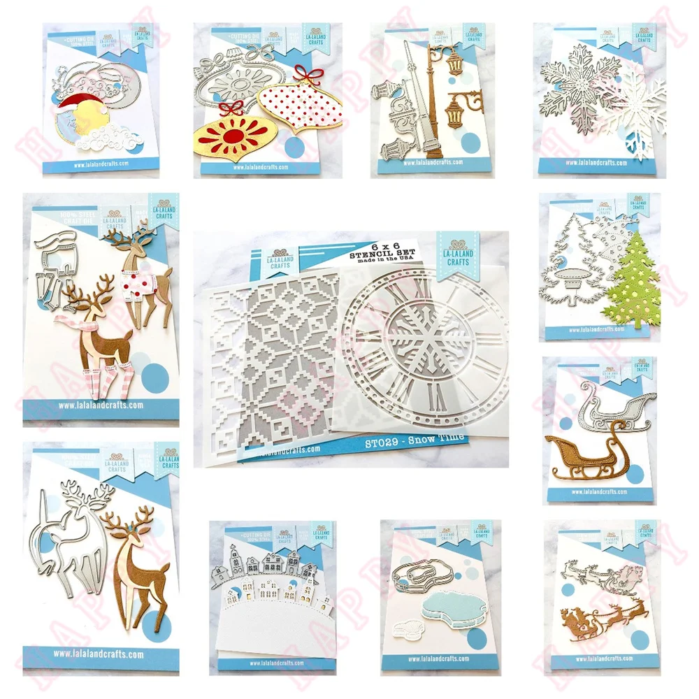 

Christmas Metal Cutting Dies Street Lamp Sleigh Santa Claus Scrapbook Diary Decoration Embossing Template DIY Greet Card Making