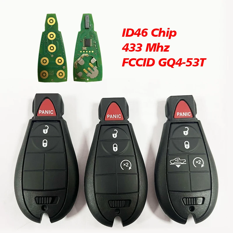 

Original GQ4-53T For 2013-2018 Dodge Ram 1500 2500 3500 Remote Key Fob ID46 Chip 433Mhz P/N 56046955