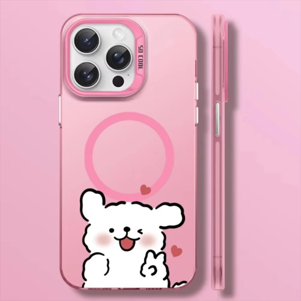 كارتون جميل جرو زوجين ل Magsafe حافظة هاتف مغناطيسية آيفون 17 الهواء 16 برو ماكس 15 14 زائد 13 12 11 برو الغطاء الخلفي #2