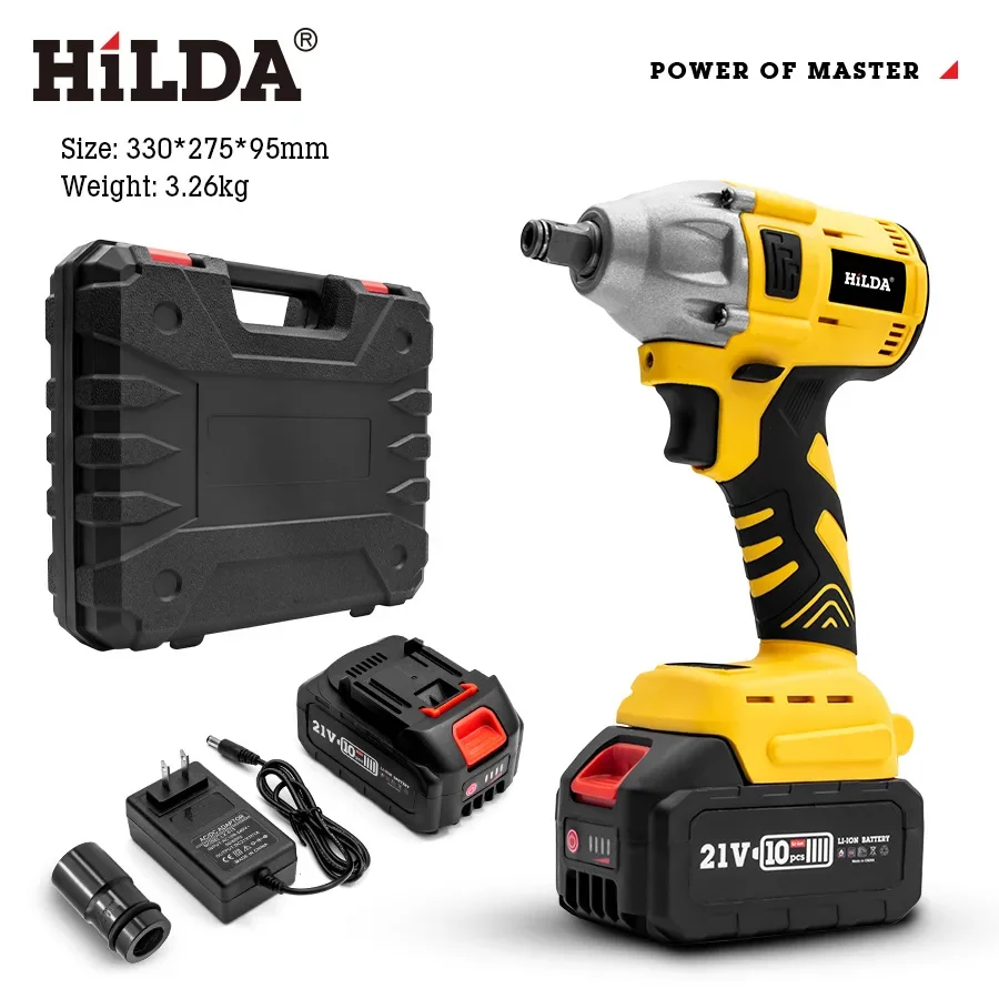 Electric Impact Wrench Brushless Cordless Electric Wrench 1/2 inch Compatible 21V Battery Screwdriver Power Tools