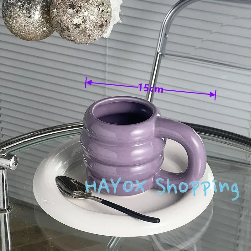 Creative Bee Pot Shape Ceramic Mug with Lid，Cream Style Household Large Capacity Coffee Cups Breakfast Milk Cup Couple Water Cup