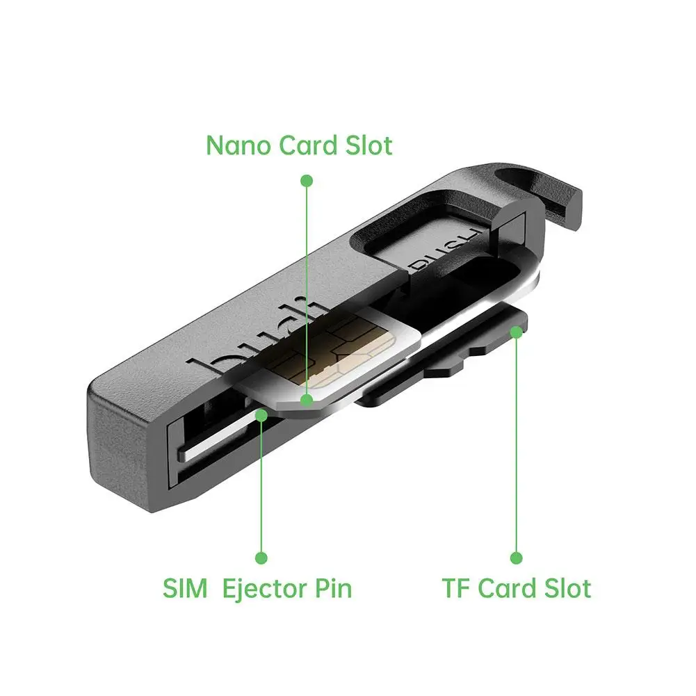 BUDI SIM TF Karte Slot Lagerung Box Mit Handy Karte Auswerfer Pin Anti-Verloren Lanyard Universal Telefon Auswerfer Pin SIM Karte Tray