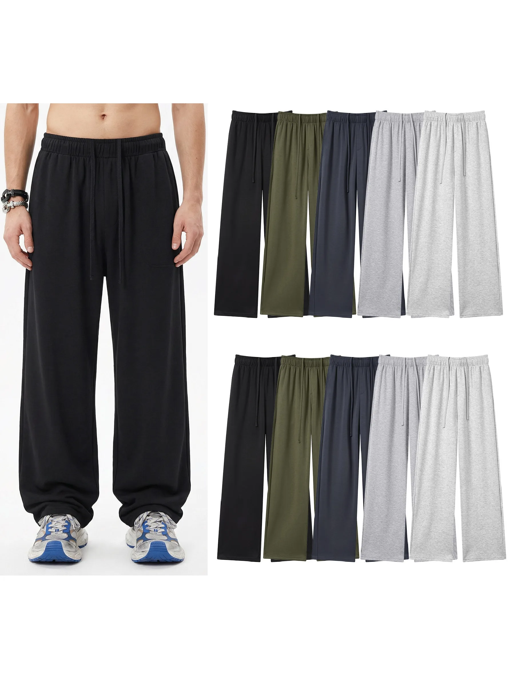 

Мужские прямые спортивные брюки свободного кроя на весну-осень, однотонные, повседневные, в уличном стиле, длинные